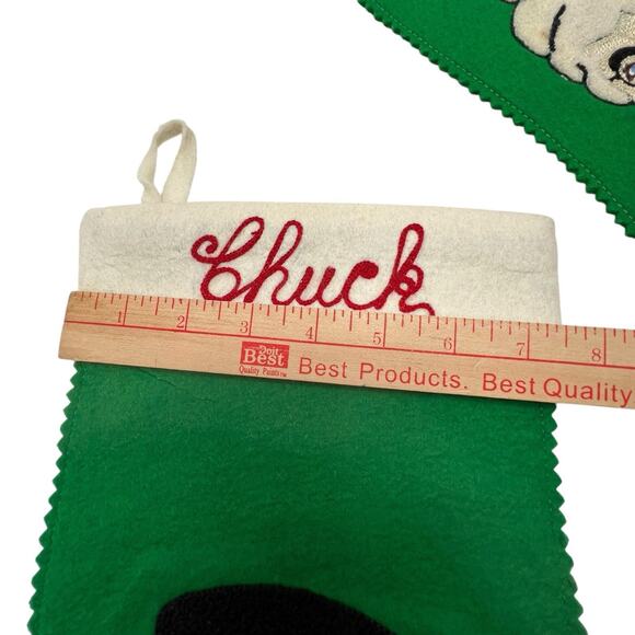 1960s MCM Felt Crewel Christmas Stockings Set of 2 Victorian Lady Gentlemen MONO - Picture 11 of 11